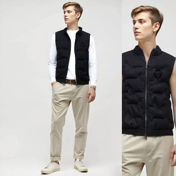 This jacket is a digitally seamless puffer vest designed for casual wear, formal wear, and active wear, combining modern style with premium functionality. Crafted from matte-look tubular fabric with micro “3D” quilting.