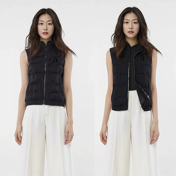 Heattech Duck Down Puffer Black Jacket Vest - Women