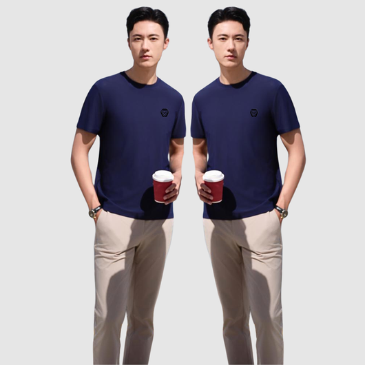 Featuring a minimalist crew neck collar and short sleeves, this versatile piece transitions effortlessly from casual wear to business-ready attire a perfect blend of comfort, durability, and timeless style.