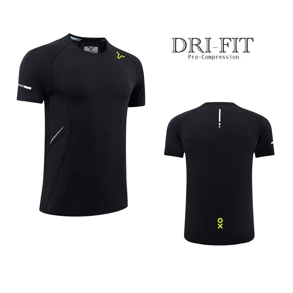 3D Dri-Fit - Pro Compression - High Performance -&nbsp; Black Athleisure&nbsp;

Spandex 12% - Polyester Micro Fiber 88% - Short Sleeve Unisex - T-shirt Design -&nbsp; Front &amp; Back Straight - Neon Yellow Logo &amp; Reflected Grey - Slim-Fit - Round Neck - Thin Bottom Style -&nbsp;

Fabrique Au Korea - Dri Fit - Eco Wear- 4 Way Stretch - Muscle Control - Breathable - UV Protect - Quick Drying - Extra Comfort - Moisture Management - Perfect fit - Design Pattern Au Vietnam - Developed in Yiwu China.
