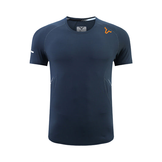 Short Sleeve Unisex T-shirt Design - Front & Back Straight - Orange Logo &amp; Reflected Grey - Slim-Fit - Round Neck - Thin Bottom Style -