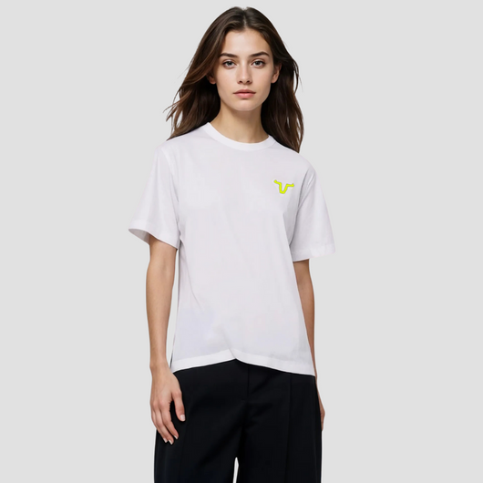 This Short Sleeve Unisex T-shirt is designed with a high straight front, low straight back, and side slit for a sleek modern style.
