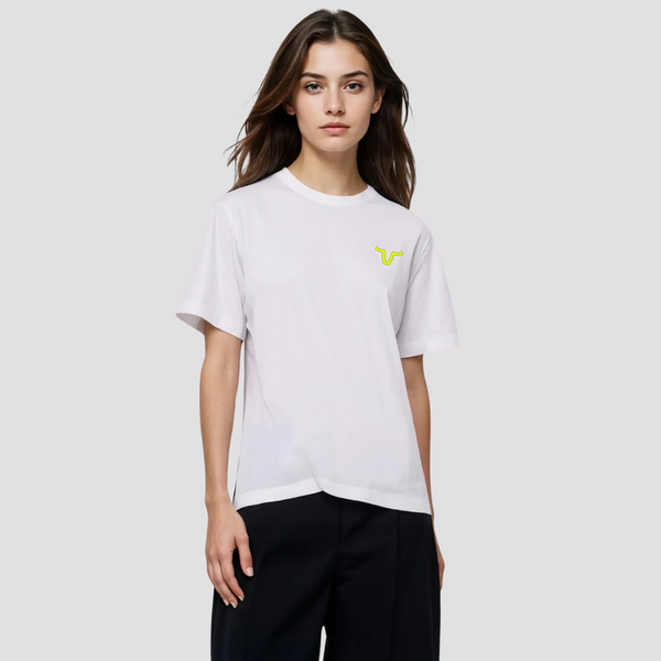 This Short Sleeve Unisex T-shirt is designed with a high straight front, low straight back, and side slit for a sleek modern style.
