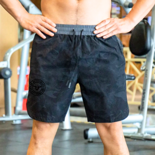 Elastic Shorts - Sportswear - Streetwear - Trending Shorts - Casual Wear - Gym - Running - Training Shorts - Stretch Waistband - Dark Grey Reflector Logo CNC Design Pattern for Air Ventilation.