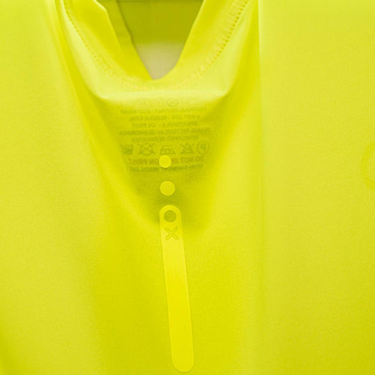 Short Sleeve Unisex T-shirt Design - Round Front Back - Logo Reflected Neon Yellow - Slim-Fit - Round Neck - Round Bottom Style.