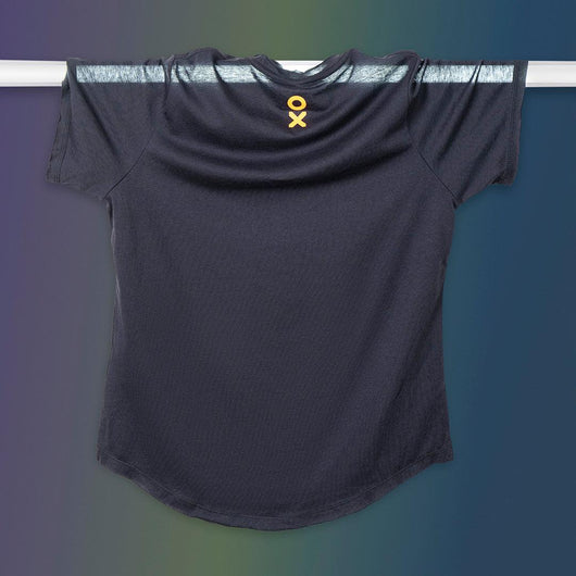 It features a reflected hologram dark grey logo on the front and a neon orange logo on the back, giving it a bold and distinctive look.