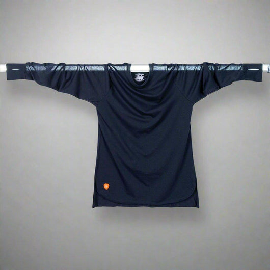 It features an orange rubber logo, slim-fit cut, double rugged hem round neck, and full sleeves with thumb cut for added style. The bottom comes with a single rugged finish, giving it a clean yet durable look.