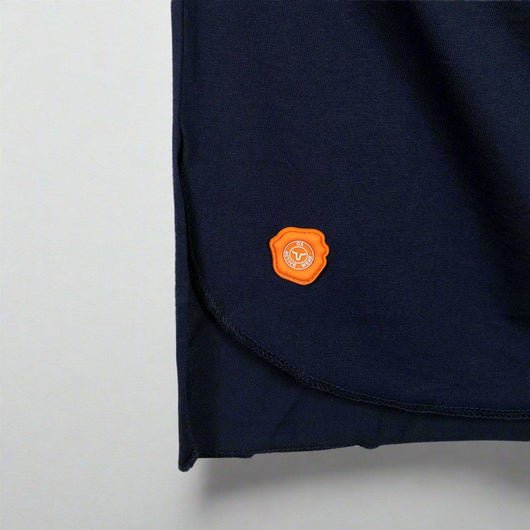 It features an orange rubber logo, slim-fit cut, double rugged hem round neck, and full sleeves with thumb cut for added style. The bottom comes with a single rugged finish, giving it a clean yet durable look.