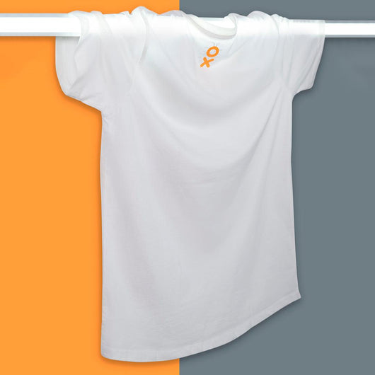 The neon orange logo adds a bold touch, while the slim-fit cut with a V neck and thin bottom style ensures a sleek and contemporary appearance.