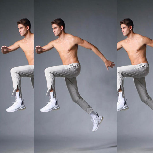 Men Trousers - Sportswear - Streetwear - Trending Pants - Casual Wear - Gym - Running - Training Trousers - Stretch Waistband - Both Side Pocket Zips - Both Side Ankle Zips - Dark Grey Reflector Logo &amp; Design Elements

PRODUCT DNA:

Spandex Polyester Fiber - Anti Wrinkle - Eco Wear - 4 Way Stretch - Muscle Control - Breathable Fabric - Quick Drying - Extra Comfort - Moisture Management - Perfect straight fit - Non Shrinking - Non Dafomation - Non Pilling.

COMPOSITION:

Nylon 85% - Spandex 10% - Cotton 