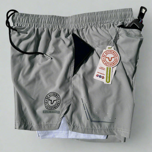 Men Sports Double-layer 2-in-1 Compression Shorts with Breathable Soft Mesh Inner - Gym - Running Loose Fit Athletics Double Layer with Back Zip Pocket.