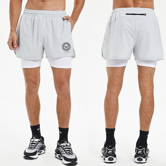Men Sports Double-layer 2-in-1 Compression Shorts with Breathable Soft Mesh Inner - Gym - Running Loose Fit Athletics Double Layer with Back Zip Pocket.