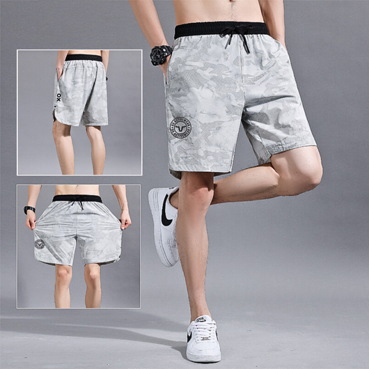 Elastic Shorts - Sportswear - Streetwear - Trending Shorts - Casual Wear - Gym - Running - Training Shorts - Stretch Waistband - Dark Grey Reflector Logo CNC Design Pattern for Air Ventilation.