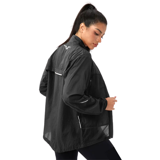 Full Sleeve Unisex Jacket Design -Front Straight  Back Long - YKK Double Zipper - Both Sides Big Zip Pockets - Reflected Grey Strip At The Back Both Arms/Waist Line - Both Sides Adjustment Cords - Slim-Fit - High Neck - Thin Elastic Hem Bottom - Fabrique Au Korea - Eco Wear - Quick Drying - Extra Comfort - Moisture Management - Design Pattern Au Vietnam - Developed in Beijing China.