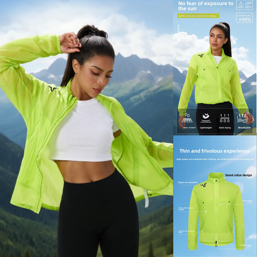 Full Sleeve Unisex Jacket Design - Front Straight Back Long - YKK Double Zipper - Both Sides Big Zip Pockets - Reflected Grey Strip At The Back Both Arms/Waist Line - Both Sides Adjustment Cords - Slim-Fit - High Neck - Thin Elastic Hem Bottom - Fabrique Au Korea - Eco Wear - Quick Drying - Extra Comfort - Moisture Management - Design Pattern Au Vietnam - Developed in Beijing China.