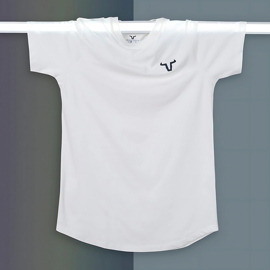 The hologram reflected dark grey logo at the front enhances its premium style. With a slim-fit cut, round neck, and round bottom style, it offers a sleek and modern fit suitable for everyday wear.