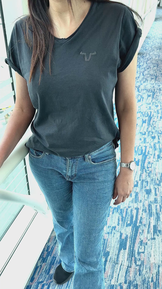 This Short Sleeve Unisex T-shirt is designed with a round front, round back, and side slit for a modern edge.