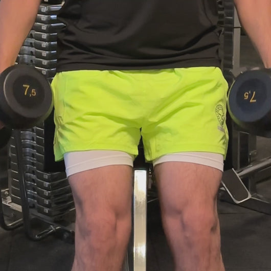 Men Sports Double-layer 2-in-1 Compression Shorts with Breathable Soft Mesh Inner - Gym - Running Loose Fit Athletics Double Layer with Back Zip Pocket.